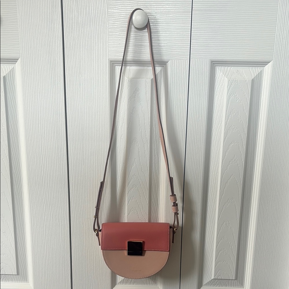 DeMellier Two Tone Pink Crossbody Bag with Modern Minimalist Design
